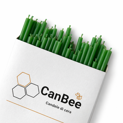 Candele Sottili Verdi in Cera d’Api Naturale | Rituali, Meditazione e Altare | 16 cm |  Ø 5 mm | Durata 40 min | 50 Pezzi | CanBee