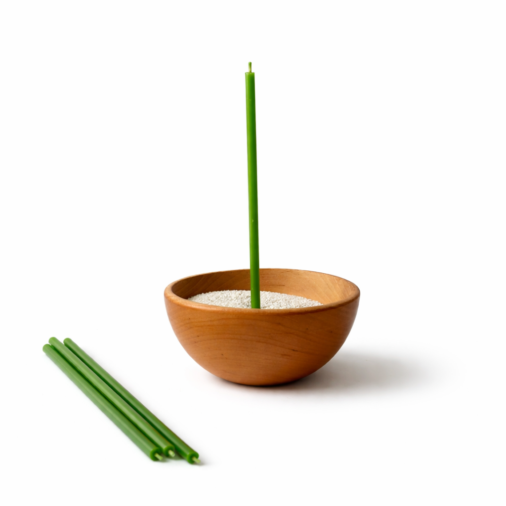 Candele Sottili Verdi in Cera d’Api Naturale | Rituali, Meditazione e Altare | 16 cm |  Ø 5 mm | Durata 40 min | 50 Pezzi | CanBee