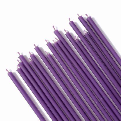 Candele Sottili Viola in Cera d’Api Naturale | Spiritualità, Energia e Meditazione | 16 cm | Ø 5 mm | Durata 40 min | 50 Pezzi | CanBee