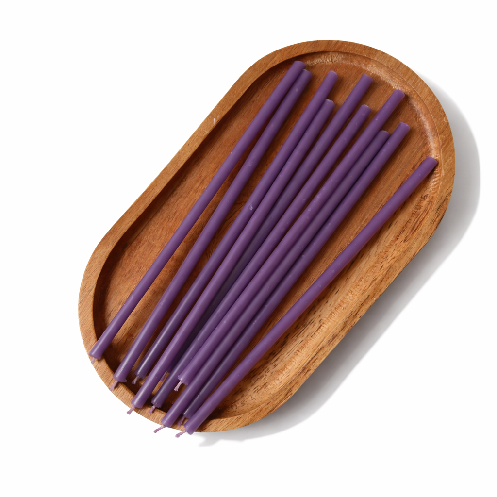 Candele Sottili Viola in Cera d’Api Naturale | Spiritualità, Energia e Meditazione | 16 cm | Ø 5 mm | Durata 40 min | 50 Pezzi | CanBee