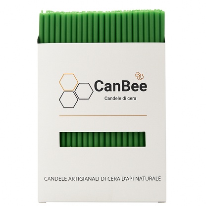 Candele Sottili Verdi in Cera d’Api Naturale | Rituali, Meditazione e Altare | 16 cm |  Ø 5 mm | Durata 40 min | 50 Pezzi | CanBee
