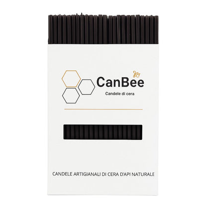 Candele Sottili Nere in Cera d’Api Naturale | Rituali, Meditazione e Altare | 16 cm | Ø 5 mm | Durata 40 min | 50 Pezzi | CanBee