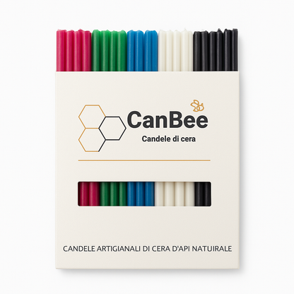 Candele Sottili Multicolor in Cera d’Api Naturale | Rituali, Meditazione e Altare | 16 cm | Ø 5 mm | Durata 40 min | 50 Pezzi | CanBee